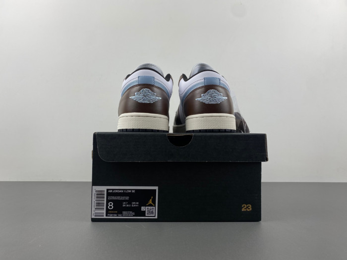 Air Jordan 1 Low SE GS AJ1 Mocha Blue Grey Kids Youth Casual FQ8156-142