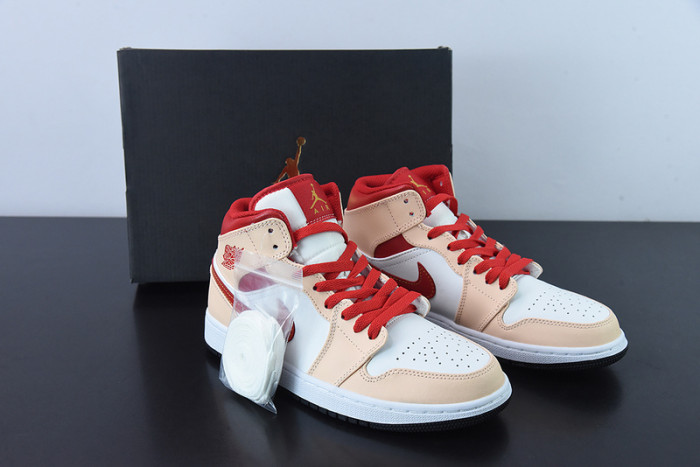 Jordan 1 Mid Light Curry Cardinal (GS) - 554725-201
