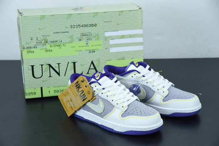 Union LA x Nike SB Dunk Low White Purple Metallic Sliver DJ9649-500