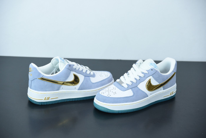 Nike Air Force 1 07 AN20 White Psychic Blue Metallic Gold CT9963-100
