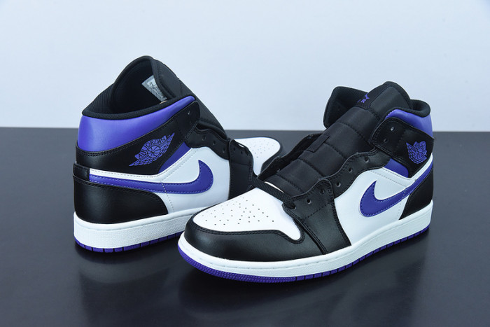 Air Jordan 1 Mid White Black Purple 554724-095