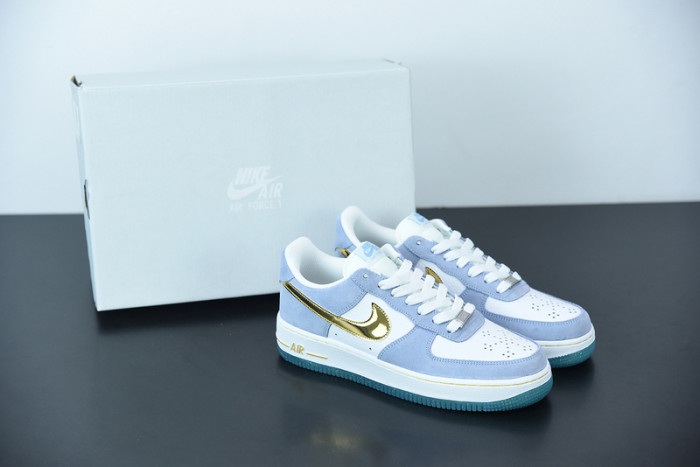 Nike Air Force 1 07 AN20 White Psychic Blue Metallic Gold CT9963-100