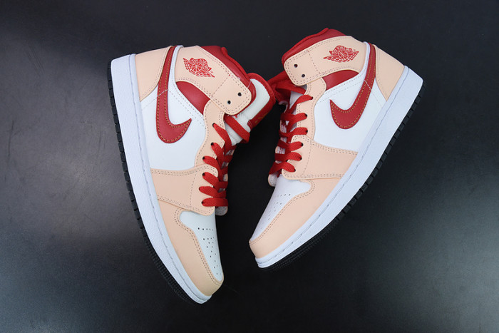 Jordan 1 Mid Light Curry Cardinal (GS) - 554725-201