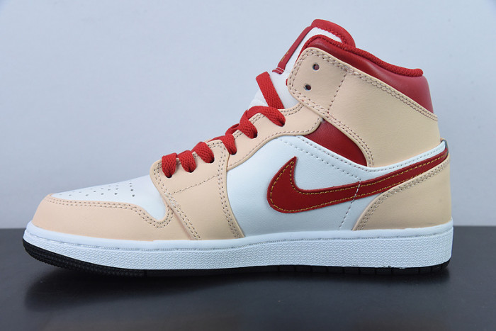 Jordan 1 Mid Light Curry Cardinal (GS) - 554725-201